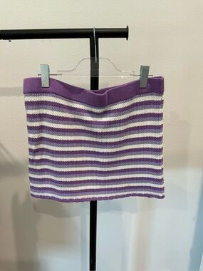 💟 H&M Divided Striped Purple and White Knit Mini Skirt Large 💟